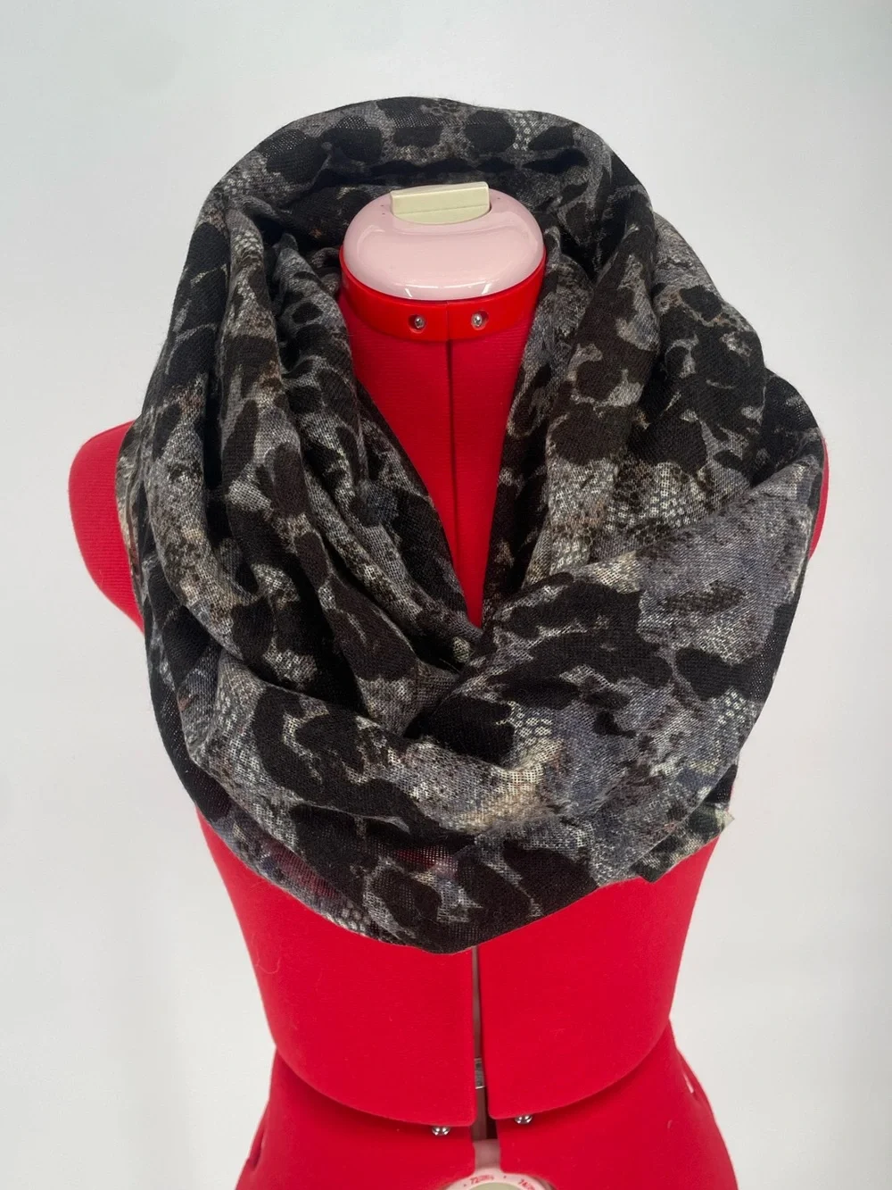 Animal Print Gray Brown Silence + Noise Soft Oversized Tube Scarf Circle Scarf